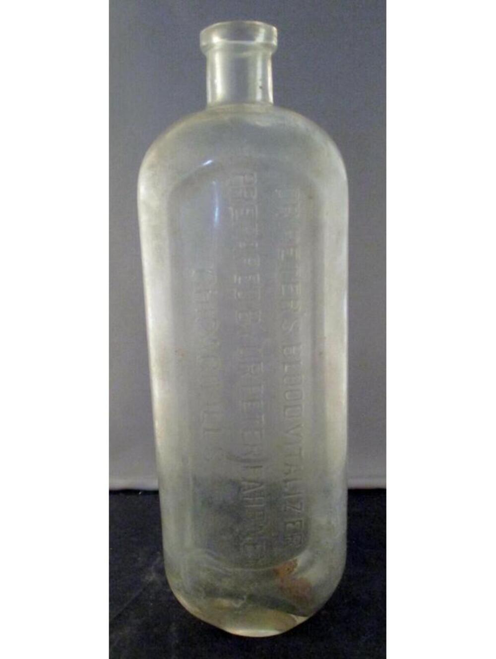 Dr. Peters Blood Vitalizer Medicine Bottle, Chicago IL Embossed Tree